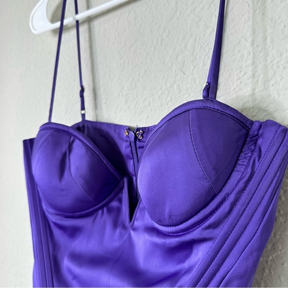 Oh Polly purple satin bustier dress - Picture 8 of 12